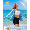 image:imageRoadbox Womens Sun Protection Hoodie Jacket UPF 50 SPF Lightweight Long Sleeve Full Zip Workout Shirts for Hiking Running03 Blue