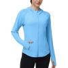 image:imageRoadbox Womens Sun Protection Hoodie Jacket UPF 50 SPF Lightweight Long Sleeve Full Zip Workout Shirts for Hiking Running03 Blue