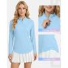 image:imageRoadbox Womens UPF 50 14 Zip Pullover Long Sleeve Sun Protection Rash Guard Shirts Quick Dry Workout Hiking Golf Tops04light Blue