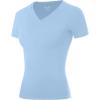 image:imageRoadbox Womens Compression Shirt Short Sleeve V Neck Workout Tops Quick Dry Athletic Gym Base Layer for Yoga Running SportsLight Blue Grey