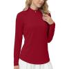 image:imageRoadbox Womens UPF 50 14 Zip Pullover Long Sleeve Sun Protection Rash Guard Shirts Quick Dry Workout Hiking Golf Tops07red