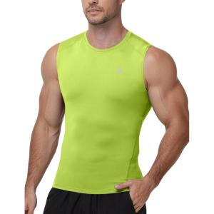 image:imageRoadbox Mens Sleeveless Compression Shirt Athletic Workout Tank Tops Sports Running Slimming Base LayerLemon Yellow