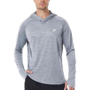 image:imageRoadbox Mens UPF 50 Sun Hoodie Long Sleeve UV Protection Lightweight Athletic Rash Guard Shirt for Outdoor Fishing HikingLight Grey