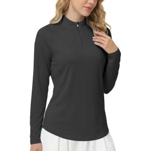 image:imageRoadbox Womens UPF 50 14 Zip Pullover Long Sleeve Sun Protection Rash Guard Shirts Quick Dry Workout Hiking Golf Tops01black