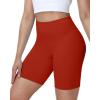 image:imageRoadbox Womens Biker Shorts No Front Seam 358 High Waisted Tummy Control Volleyball Yoga Workout Gym Spandex ShortsRed