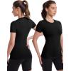 image:imageRoadbox Womens Compression Shirt Slim Fit Short Sleeve Athletic Top Workout Undershirt for Gym and YogaBlack