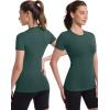 image:imageRoadbox Womens Compression Shirt Slim Fit Short Sleeve Athletic Top Workout Undershirt for Gym and YogaDark Green