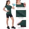 image:imageRoadbox Womens Compression Shirt Slim Fit Short Sleeve Athletic Top Workout Undershirt for Gym and YogaDark Green