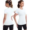 image:imageRoadbox Womens Compression Shirt Slim Fit Short Sleeve Athletic Top Workout Undershirt for Gym and YogaWhite