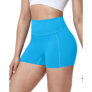 image:imageRoadbox Womens Biker Shorts No Front Seam 358 High Waisted Tummy Control Volleyball Yoga Workout Gym Spandex ShortsBlue