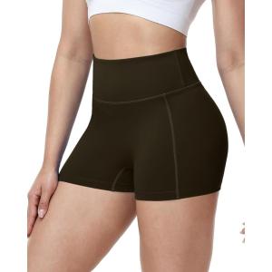 image:imageRoadbox Womens Biker Shorts No Front Seam 358 High Waisted Tummy Control Volleyball Yoga Workout Gym Spandex ShortsBrown