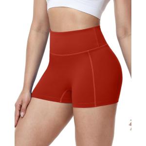 image:imageRoadbox Womens Biker Shorts No Front Seam 358 High Waisted Tummy Control Volleyball Yoga Workout Gym Spandex ShortsRed