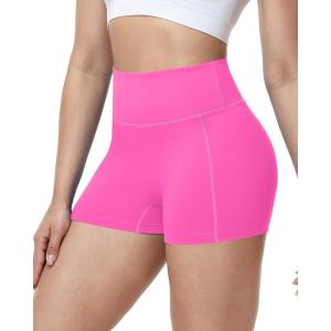 image:imageRoadbox Womens Biker Shorts No Front Seam 358 High Waisted Tummy Control Volleyball Yoga Workout Gym Spandex ShortsRose Pink