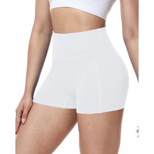 image:imageRoadbox Womens Biker Shorts No Front Seam 358 High Waisted Tummy Control Volleyball Yoga Workout Gym Spandex ShortsWhite