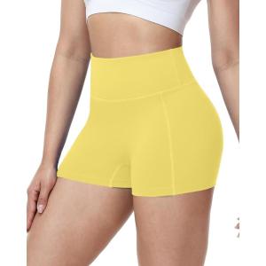 image:imageRoadbox Womens Biker Shorts No Front Seam 358 High Waisted Tummy Control Volleyball Yoga Workout Gym Spandex ShortsYellow