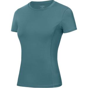 image:imageRoadbox Womens Compression Shirt Slim Fit Short Sleeve Athletic Top Workout Undershirt for Gym and YogaSlate Blue