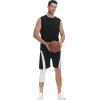 image:imageRoadbox Basketball Sports Set Mens Sleeveless Shirts and 34 One Leg Compression Pants Size M