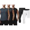 image:imageRoadbox Basketball Sports Set Mens Sleeveless Shirts and 34 One Leg Compression Pants Size M