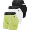 image:imageRoadbox Womens Volleyball Compression Shorts with Pockets 3 Pack Spandex Workout Athletic Shorts for Running Gym YogaBlackwhiteneon Yellow