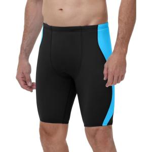image:imageRoadbox Swim Jammers for Men Athletic Swimsuit for Training Racing Quick Dry Endurance Competitive Swimming Shorts UPF 50Black Combined With Blue