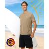 image:imageRoadbox Mens UPF 50 Swim Shirts Short Sleeve Sun Protection Quick Dry Rash Guard Water TShirt for Surfing Fishing BeachKhaki
