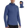 image:imageRoadbox UPF 50 Mens Hooded Fishing Shirts Long Sleeve UV Sun Protection Hoodie Hiking Running Swim Rash Guard with MaskNavy Blue