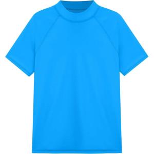 image:imageRoadbox Boys Rash Guard Swim Shirt Toddler UPF 50 Quick Dry Short Sleeve UV Protection Rashguard Surf Water Shirts for KidsLake Blue