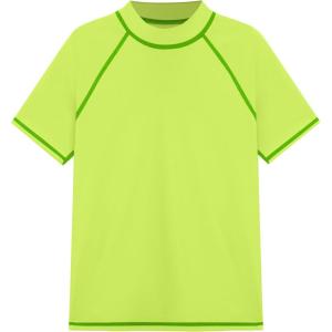 image:imageRoadbox Boys Rash Guard Swim Shirt Toddler UPF 50 Quick Dry Short Sleeve UV Protection Rashguard Surf Water Shirts for KidsLemon Yellow Apple Green