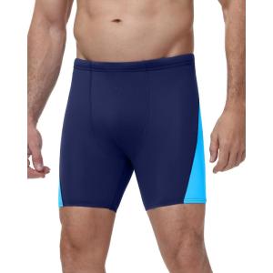 image:imageRoadbox Mens Athletic Swim Jammers Competitive Training Endurance Swimsuit Quick Dry Racing Swimming Shorts UPF 50Navy Blue Combined With Blue
