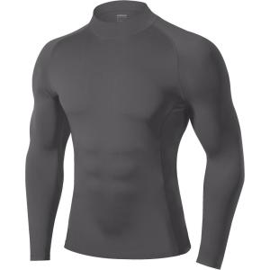image:imageRoadbox Mens Compression Shirt Mock Turtleneck Long Sleeve Undershirt Quick Dry Athletic Base Layer for Sports and WorkoutDark Gray