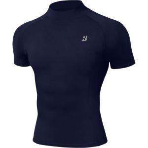 image:imageRoadbox Mens Compression Shirt Mock Turtleneck Short Sleeve Athletic Undershirt Quick Dry Base Layer Top for Gym WorkoutNavy