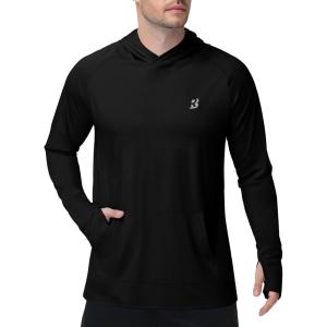 image:imageRoadbox Mens UPF 50 Sun Protection Fishing Shirts Long Sleeve UV SPF Hoodie Lightweight Rash Guard for Hiking RunningBlack