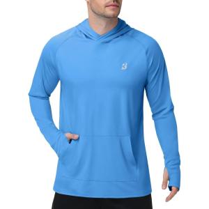 image:imageRoadbox Mens UPF 50 Sun Protection Fishing Shirts Long Sleeve UV SPF Hoodie Lightweight Rash Guard for Hiking RunningBlue