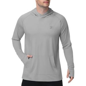 image:imageRoadbox Mens UPF 50 Sun Protection Fishing Shirts Long Sleeve UV SPF Hoodie Lightweight Rash Guard for Hiking RunningGrey