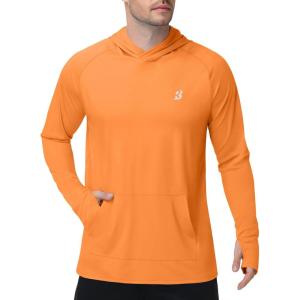 image:imageRoadbox Mens UPF 50 Sun Protection Fishing Shirts Long Sleeve UV SPF Hoodie Lightweight Rash Guard for Hiking RunningOrange