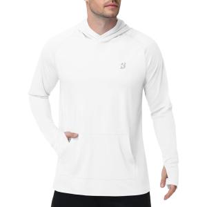 image:imageRoadbox Mens UPF 50 Sun Protection Fishing Shirts Long Sleeve UV SPF Hoodie Lightweight Rash Guard for Hiking RunningWhite