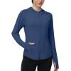 image:imageRoadbox Womens UPF 50 Sun Protection Hoodie Jacket Lightweight SPF Long Sleeve Full Zip Workout Shirts for Hiking Running04 Dark Blue