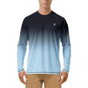 image:imageRoadbox Mens UPF 50 UV Sun Protection Shirts Outdoor Long Sleeve SPF Rash Guard for Fishing Hiking Swimming Running1 Pack  Gradient Black