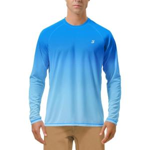 image:imageRoadbox Mens UPF 50 UV Sun Protection Shirts Outdoor Long Sleeve SPF Rash Guard for Fishing Hiking Swimming Running1 Pack  Gradient Blue