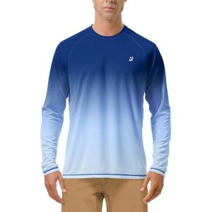 image:imageRoadbox Mens UPF 50 UV Sun Protection Shirts Outdoor Long Sleeve SPF Rash Guard for Fishing Hiking Swimming Running1 Pack  Gradient Navy