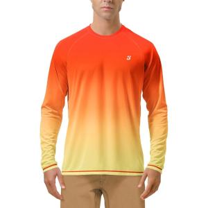 image:imageRoadbox Mens UPF 50 UV Sun Protection Shirts Outdoor Long Sleeve SPF Rash Guard for Fishing Hiking Swimming Running1 Pack  Gradient Orange