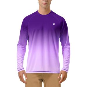 image:imageRoadbox Mens UPF 50 UV Sun Protection Shirts Outdoor Long Sleeve SPF Rash Guard for Fishing Hiking Swimming Running1 Pack  Gradient Purple