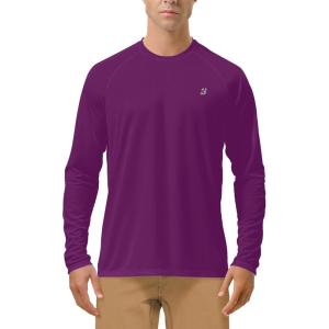 image:imageRoadbox Mens UPF 50 UV Sun Protection Shirts Outdoor Long Sleeve SPF Rash Guard for Fishing Hiking Swimming Running1 Pack20royal Purple