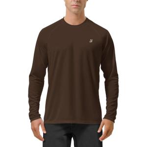 image:imageRoadbox Mens UPF 50 UV Sun Protection Shirts Outdoor Long Sleeve SPF Rash Guard for Fishing Hiking Swimming Running1 Pack21coffee Brown