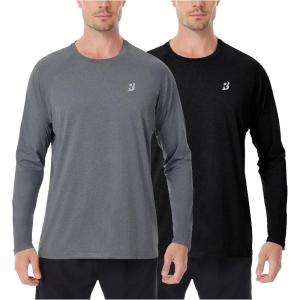 image:imageRoadbox UPF 50 Sun Shirts for Men UV Protection Long Sleeve Swim Shirt Quick Dry Rash Guard for Fishing Hiking Running2 Pack  Charcoaldark Gray