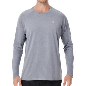 image:imageRoadbox UPF 50 Sun Shirts for Men UV Protection Long Sleeve Swim Shirt Quick Dry Rash Guard for Fishing Hiking RunningLight Gray