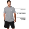 image:imageRoadbox Mens Short Sleeve Workout Gym Hoodies Lightweight Quick Dry Athletic T Shirts Sun Protection Hooded Sweatshirt Grey