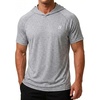 image:imageRoadbox Mens Short Sleeve Workout Gym Hoodies Lightweight Quick Dry Athletic T Shirts Sun Protection Hooded Sweatshirt Grey