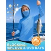 image:imageRoadbox Boys Hooded Fishing Shirt UPF 50 Kids Long Sleeve Rash Guard Hoodie Youth Sun Protection Swim Shirts with MaskBlue