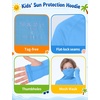 image:imageRoadbox Boys Hooded Fishing Shirt UPF 50 Kids Long Sleeve Rash Guard Hoodie Youth Sun Protection Swim Shirts with MaskBlue